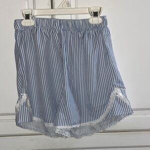 Blue Striped Women's Pajama Shorts
